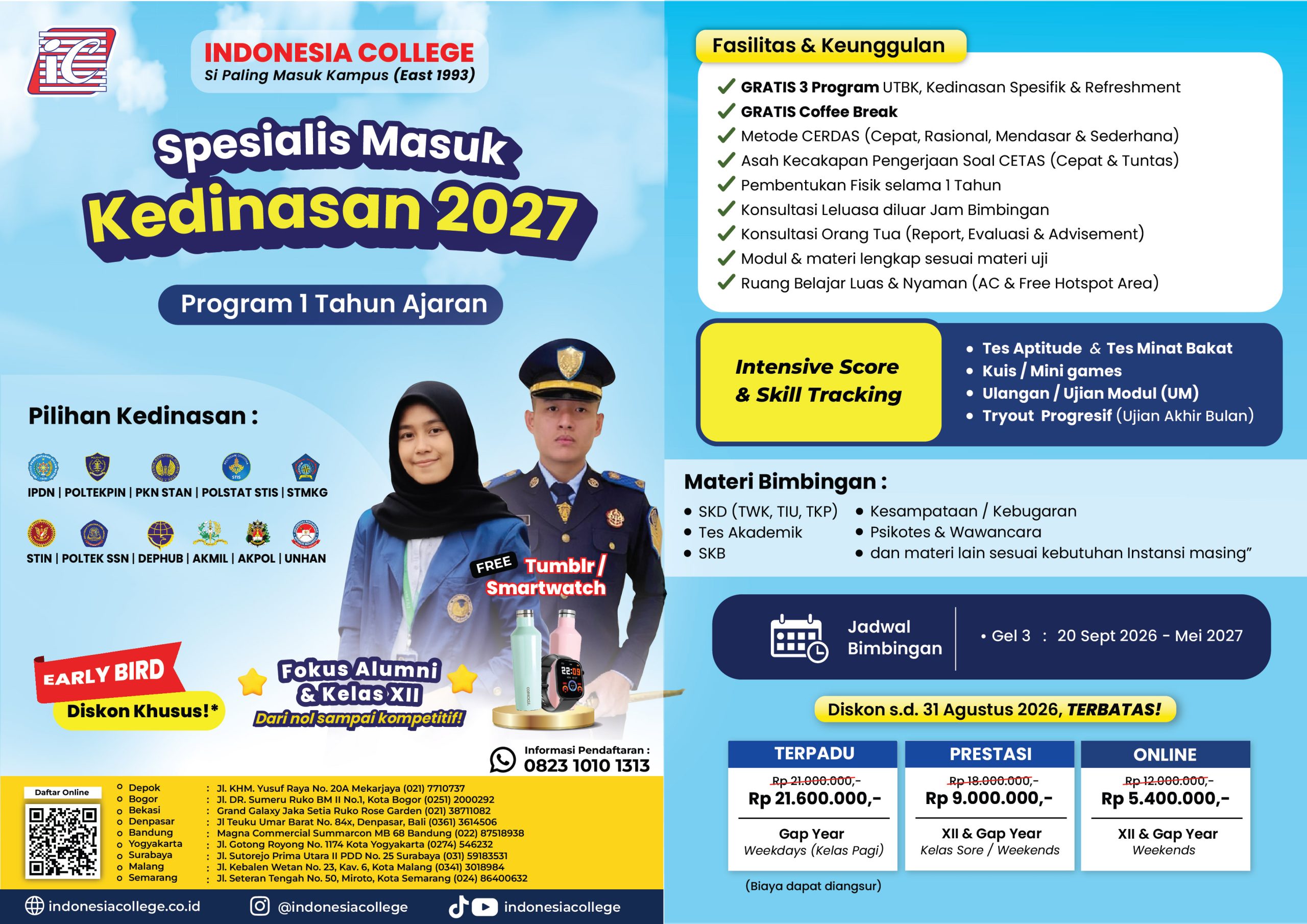 Bimbel Kedinasan 1 Tahun Ajaran 2026 by Indonesia College
